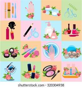 Flat icons beauty, beauty shop, wellness, salon