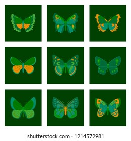 Flat icons big collection of colorful butterflies