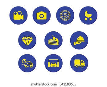 flat icons blue on white