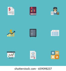 Flat Icons Book, Algebra, Act And Other Vector Elements. Set Of Recording Flat Icons Symbols Also Includes Accountant, Rule, Deposit Objects.