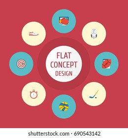Flat Icons Boxing, Puck, Uniform And Other Vector Elements. Set Of Activity Flat Icons Symbols Also Includes Rugby, Second, Boxing Objects.