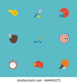 Flat Icons Boxing, Rugby, Arrow And Other Vector Elements. Set Of Fitness Flat Icons Symbols Also Includes Meter, Arrow, Glove Objects.