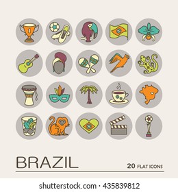 Flat icons Brazil 9. EPS 10. Isolated objects.