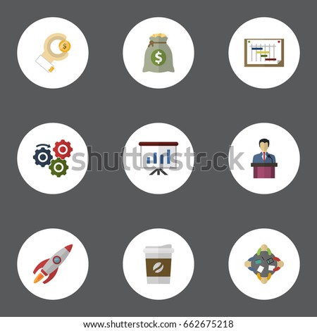 Flat Icons Break Income Show Other Stock Vector Royalty - 