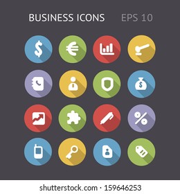 Flat icons for business. Vector eps10 contains objects with transparency.