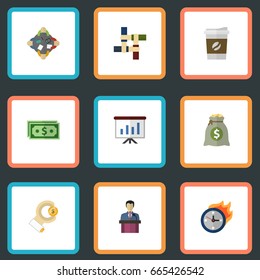 Flat Icons Businessman, Support, Cash And Other Vector Elements. Set Of Idea Flat Icons Symbols Also Includes Income, Brainstorm, Teamwork Objects.