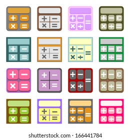 Flat icons of calculators