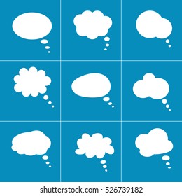 Flat icons callout on a blue background. Vector illustration.