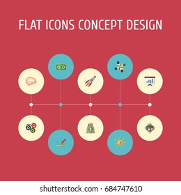 Flat Icons Cash, Financing, Support And Other Vector Elements. Set Of Idea Flat Icons Symbols Also Includes Teamwork, Joint, Run Objects.