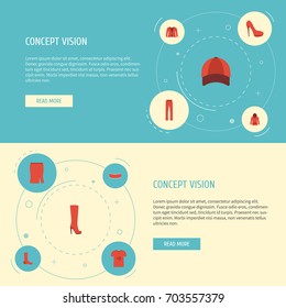 Flat Icons Casual, Boots, Hosiery And Other Vector Elements. Set Of Dress Flat Icons Symbols Also Includes Jacket, Shoe, Boots Objects.