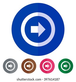 Flat icons circle right arrow for Web, Mobile and business
