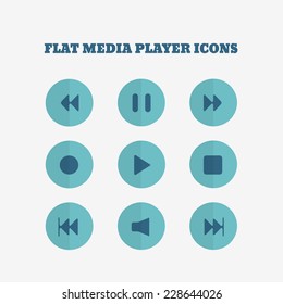 Flat icons collection. Media player set. Vector illustration