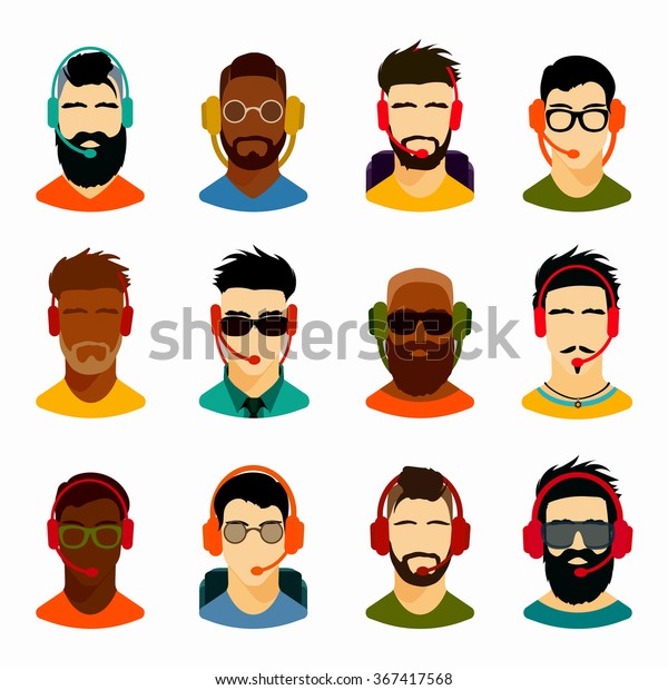 Flat Icons Collection Various Men Glasses Stock Vector Royalty
