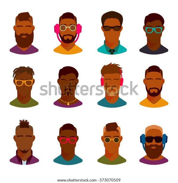 Flat Icons Collection Various Men Sunglasses Stock Vector Royalty