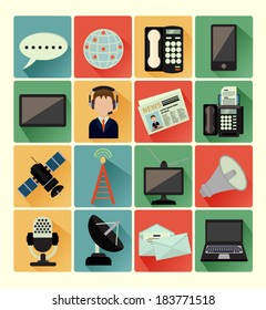 Flat icons communication set