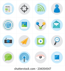 Flat Icons Communication and Web Icons Vector Illustration