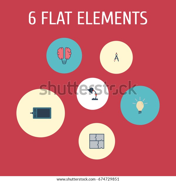 Flat Icons Compass,\
Gadget, Bulb And Other Vector Elements. Set Of Constructive Flat\
Icons Symbols Also Includes Property, Illuminator, Dividers\
Objects.