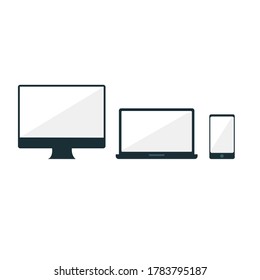 Flat icons of computer pc,laptop and smartphone illustration vector