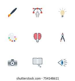 Flat Icons Concept, Eye, Science And Other Vector Elements