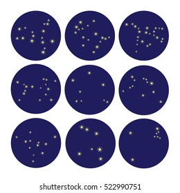 Flat icons constellations of the night sky
