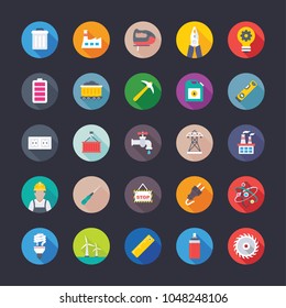 
Flat Icons of Construction and Industries
