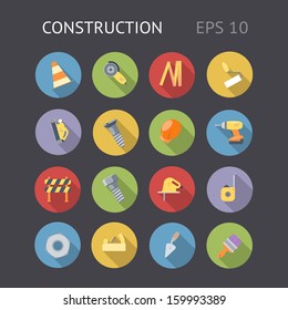 Flat icons for construction and industry. Vector eps10 contains objects with transparency.