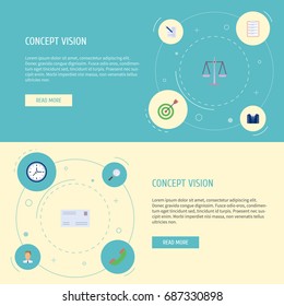 Flat Icons Contract, Telephone, Clock And Other Vector Elements. Set Of Business Flat Icons Symbols Also Includes Weight, Scales, Contract Objects.