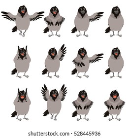Flat icons of Crows set