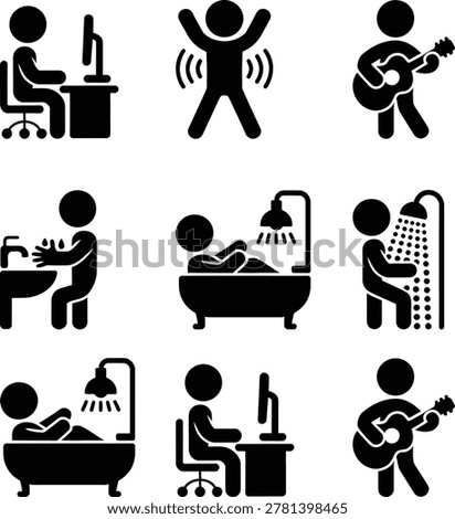 Flat icons of daily activities and hobbies