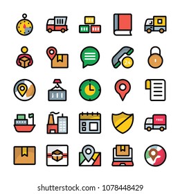 Flat Icons of Delivery and Shipping