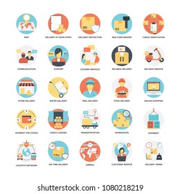 
Flat Icons of Delivery and Shipping
