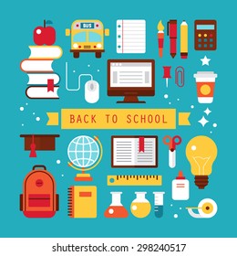 Flat icons design for back to school concept