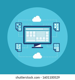 Flat icons design for server computing and data base