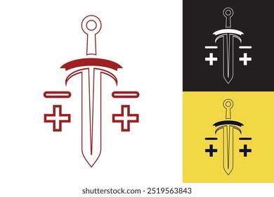 Iconos planos Diseño de espada Plantilla minimalista simple