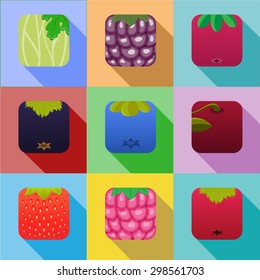 Flat icons with a different berries.