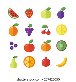 Flat icons of different fruits