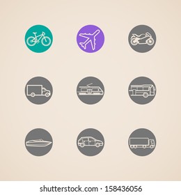 flat icons with different modes of transport