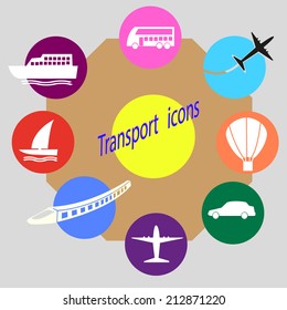 flat icons with different modes of transport