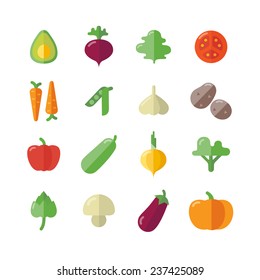 Flat icons of different vegetables