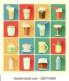 flat icons Drink set