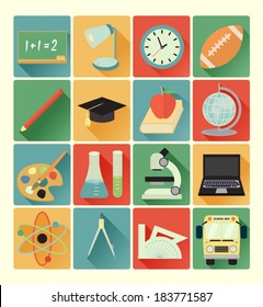 Flat icons education set