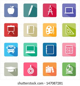 Flat icons education and white background