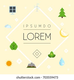 Flat Icons Electric Mill, Night, Tree And Other Vector Elements. Set Of Green Flat Icons Symbols Also Includes Sunny, Mill, Wind Objects.