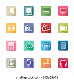 Flat Icons electronic devices and white background
