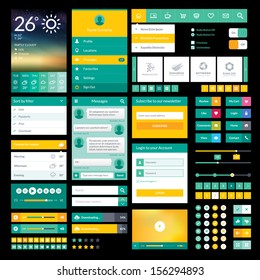 Flat icons and elements for mobile app and web design