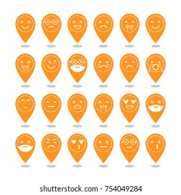 Flat icons of emoticons. Smile with a beard, different emotions