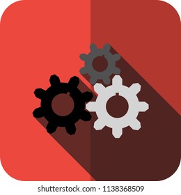 flat icons engineering tools work for fix or repair.   equipment for technician with long shadow. Vector illustration.cog gear