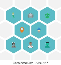 Flat Icons Fish Girl, Character, Evil And Other Vector Elements. Set Of Character Flat Icons Symbols Also Includes Zombie, Mythology, Fish Objects.