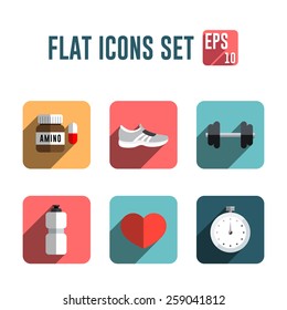 Flat icons for fitness