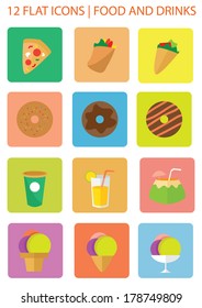 Flat Icons of Food and Drink